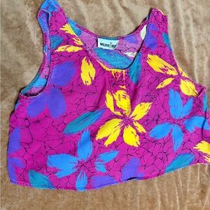 American Vintage Hawaiian Crop Top Pink Medium Retro 90’s